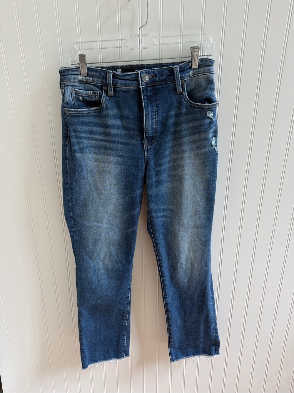 (358)KUT From The Kloth Reese Fab Ab High Rise Ankle Straight Jeans Raw Hem: 8